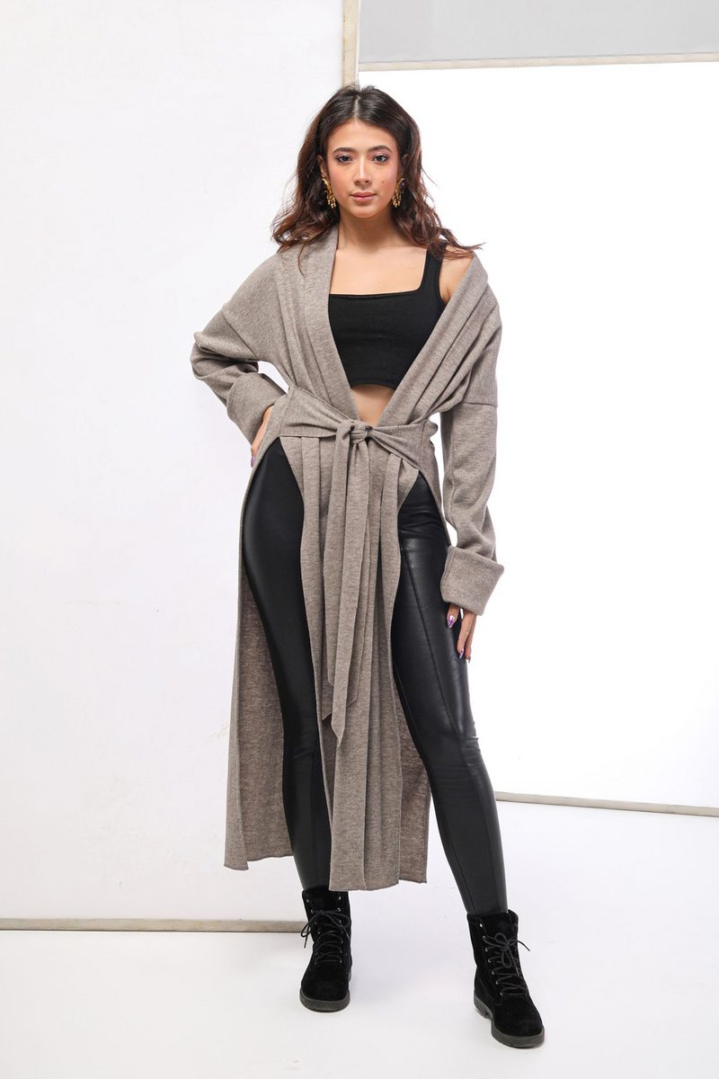 KNOTTED-WAIST CARDIGAN