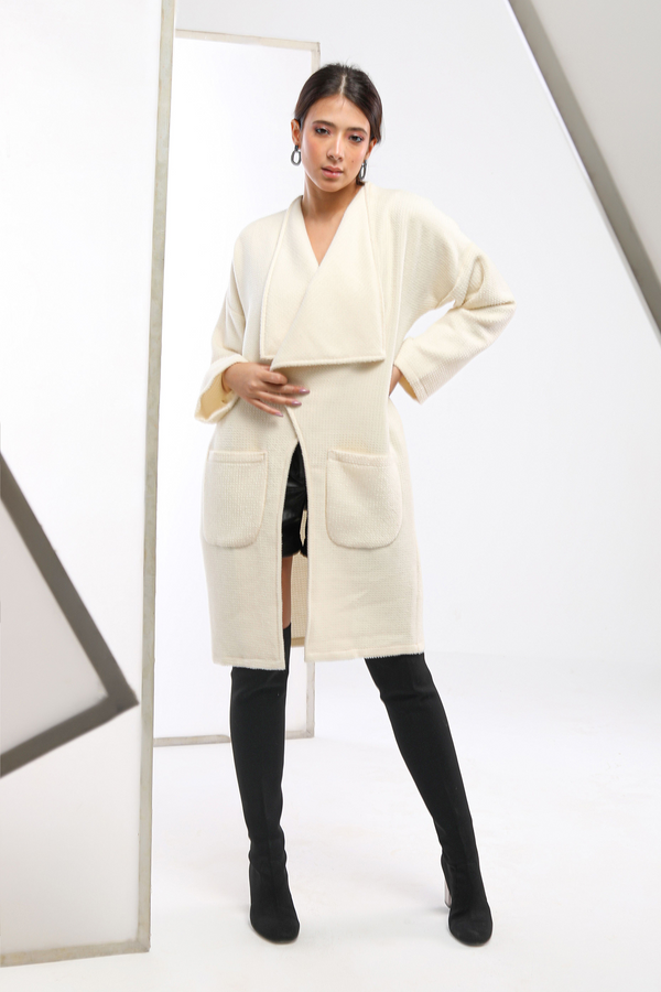 FRONT DROP WOOL COAT