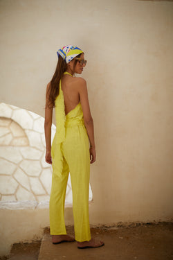 YELLOW LINEN JUMPSUIT