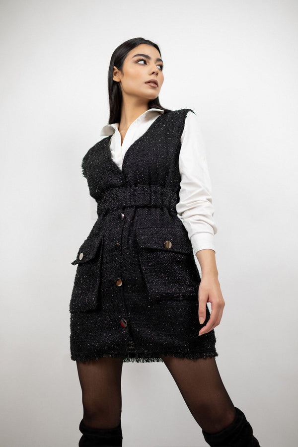 MINI BLACK TWEED DRESS