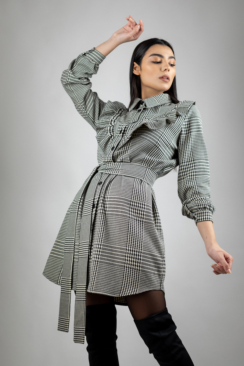 CHECKED SHIRT DRESS