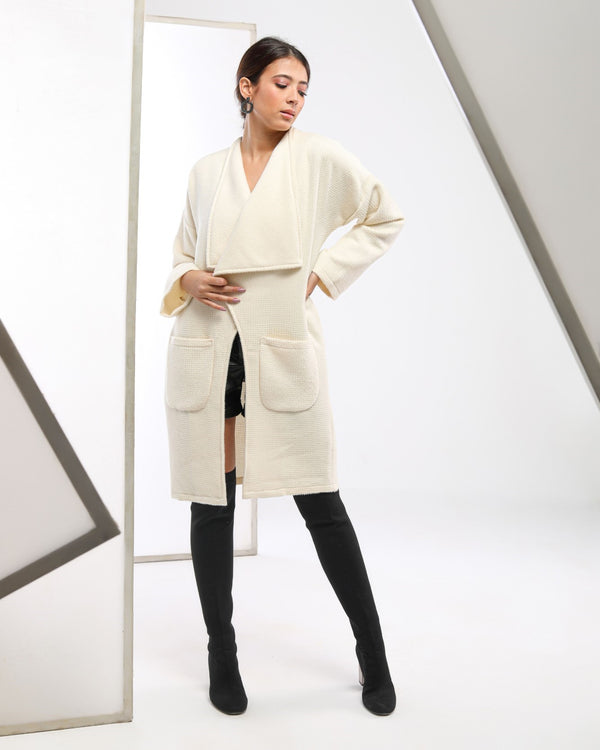 FRONT DROP WOOL COAT